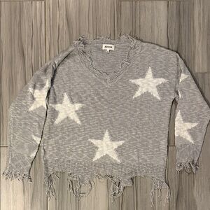 ADORA Gray V-Neck Star Sweater